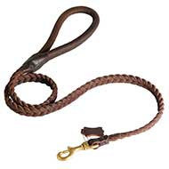 Deluxe Full-Braided Leather Pitbull Leash  Deluxe Full-Braided Leather Pitbull Leash