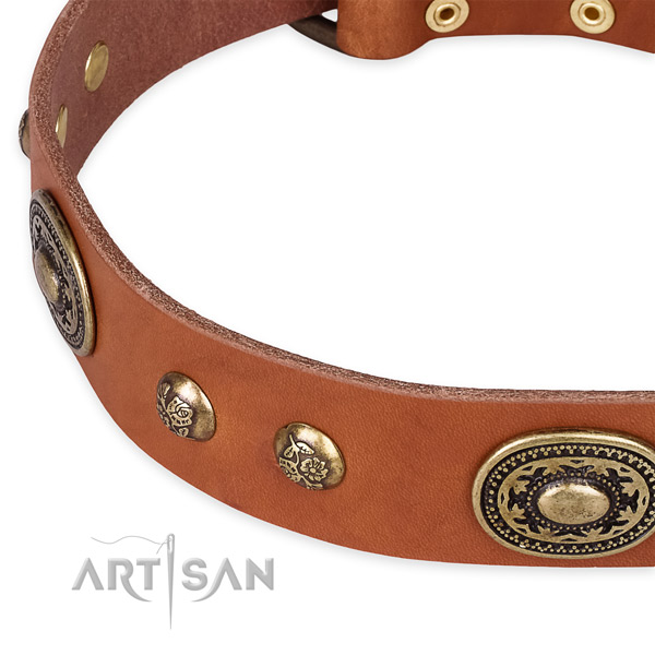 Handcrafted full grain genuine leather collar for your impressive pet