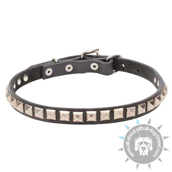 First-Rate Leather Collar with Chrome Plated Studs