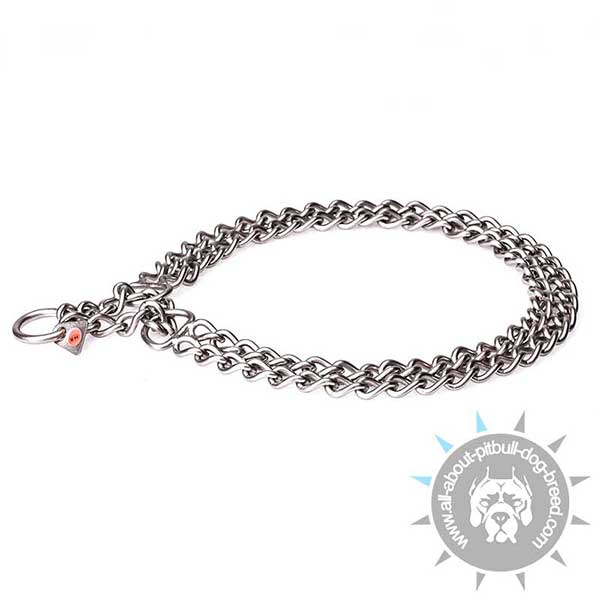 Pitbull HS Chain Collar of Brushed Stainless Steel